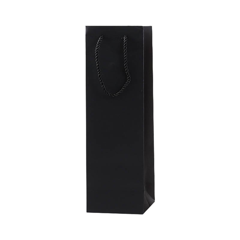 Paper Wine Bags Single Bottle 110x350mm Black - 50/Pack