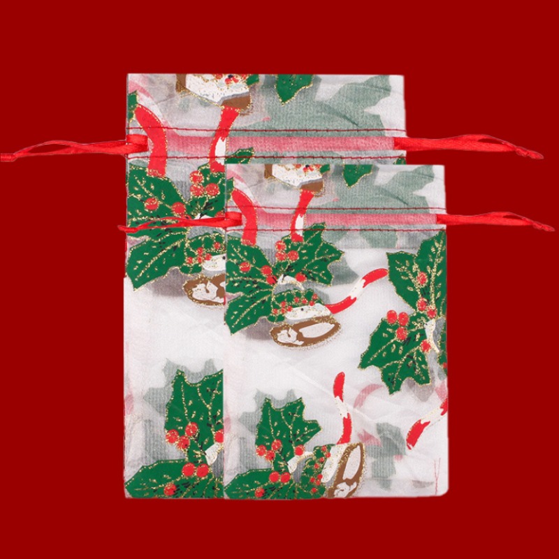 Christmas Organza Bags Mixed Patterns - 50/Pack - dimensions