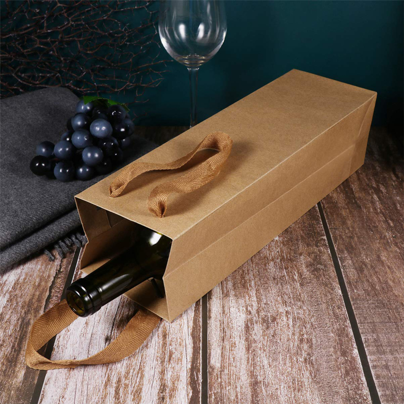 Paper Wine Bags Single Bottle 110x350mm Brown - 100/Pack - dimensions
