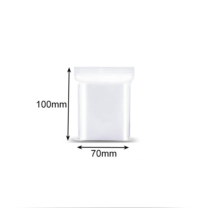 Zip Lock Plastic Bags 70x100mm Clear - 1000/Pack - dimensions