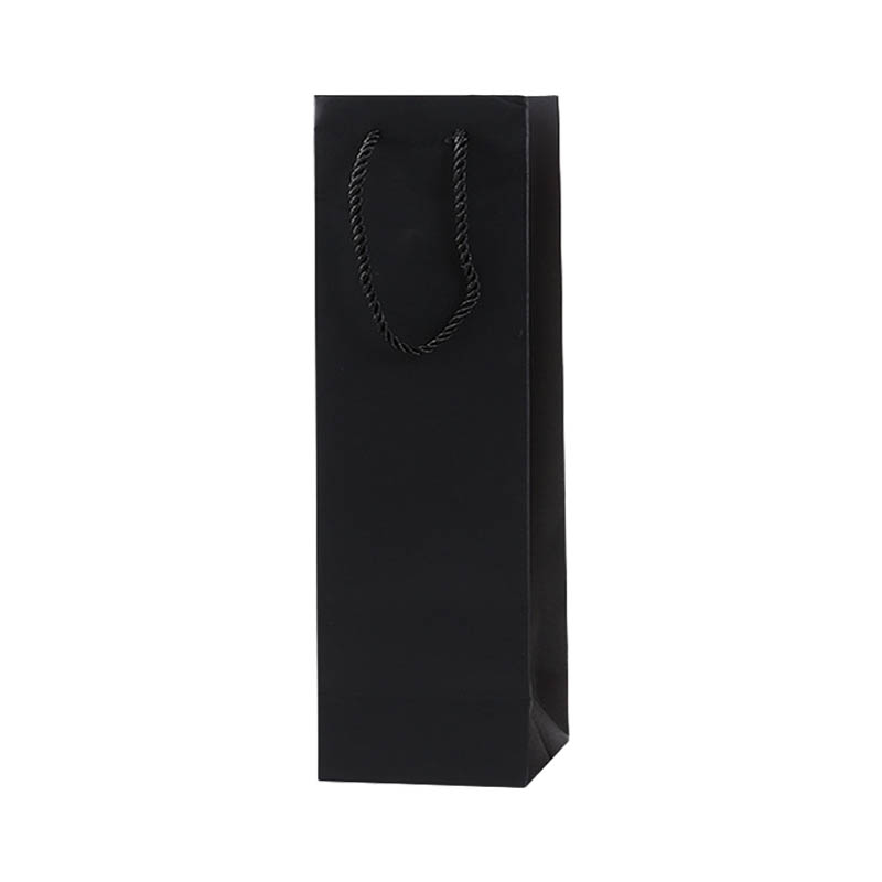Paper Wine Bags Single Bottle 110x350mm Black - 50/Pack