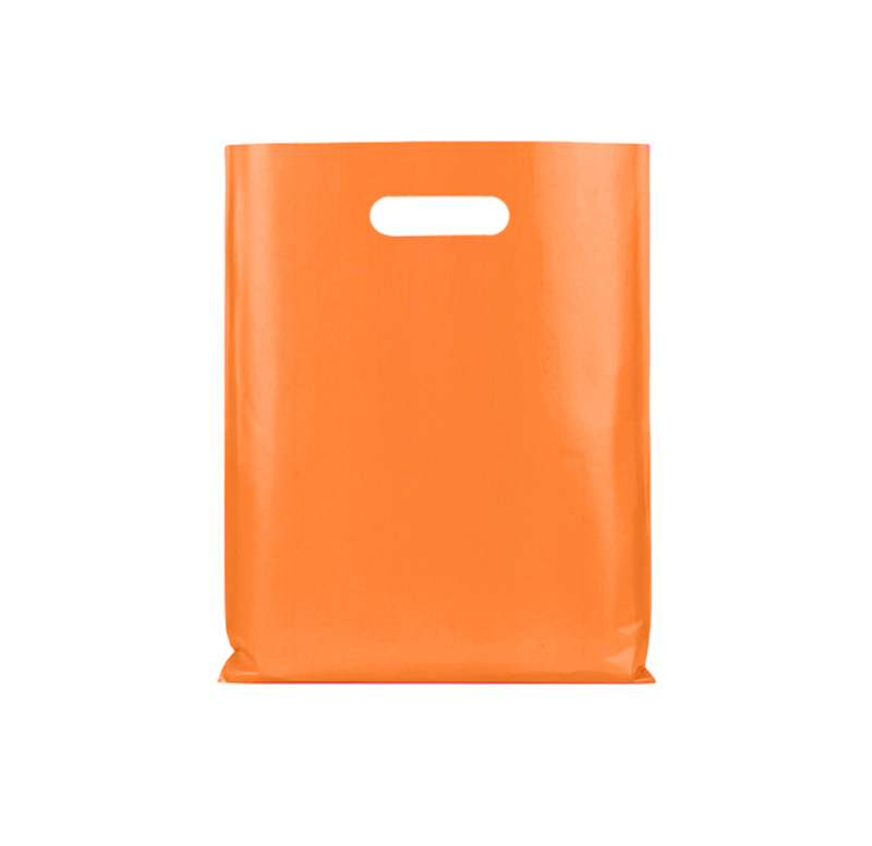 Large Plastic Bags with Die Cut Handles 300x400mm Orange - 100/Pack