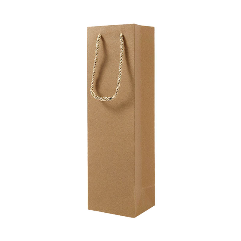 Paper Wine Bags Single Bottle 95x350mm Brown - 50/Pack