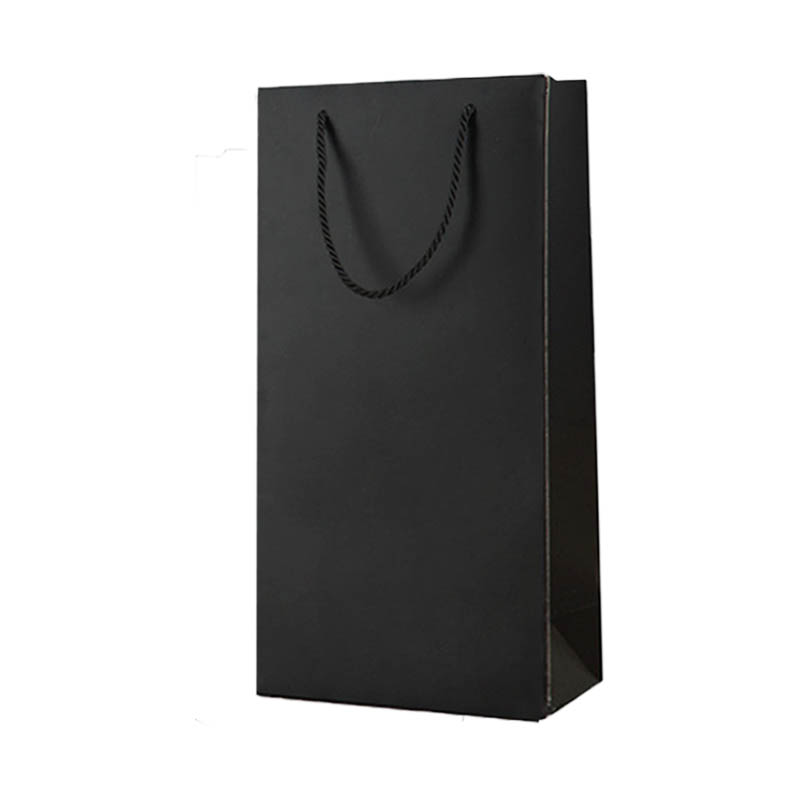 Paper Wine Bags Double Bottles 170x350mm Black - 50/Pack